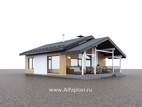 Проекты домов Альфаплан - "Литен" - проект простого одноэтажного дома с комфортной планировкой, с террасой - превью дополнительного изображения №7