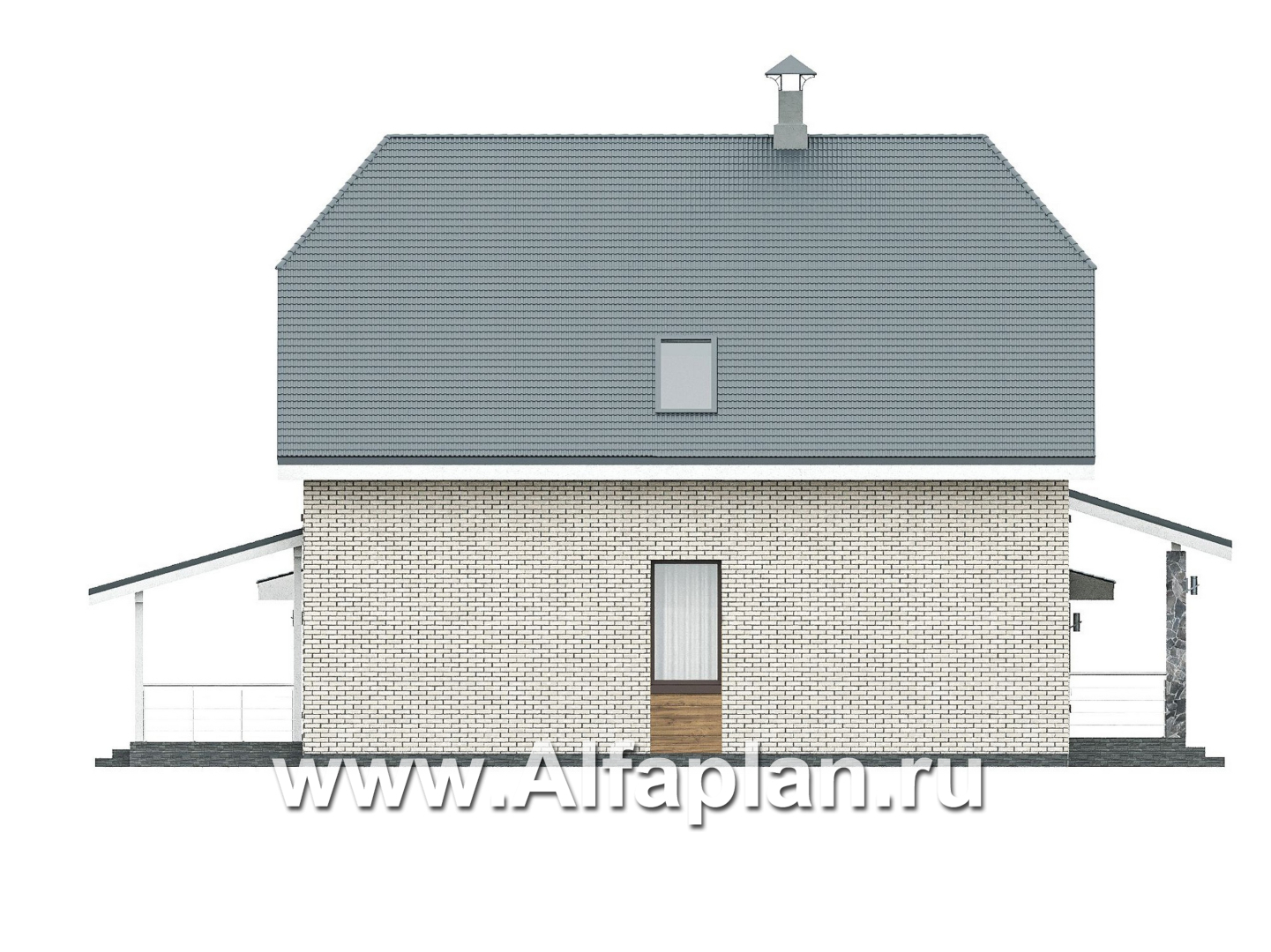 «Династия» - проект дома с мансардой, мастер спальня, с террасой и гаражом с мастерской - фасад дома