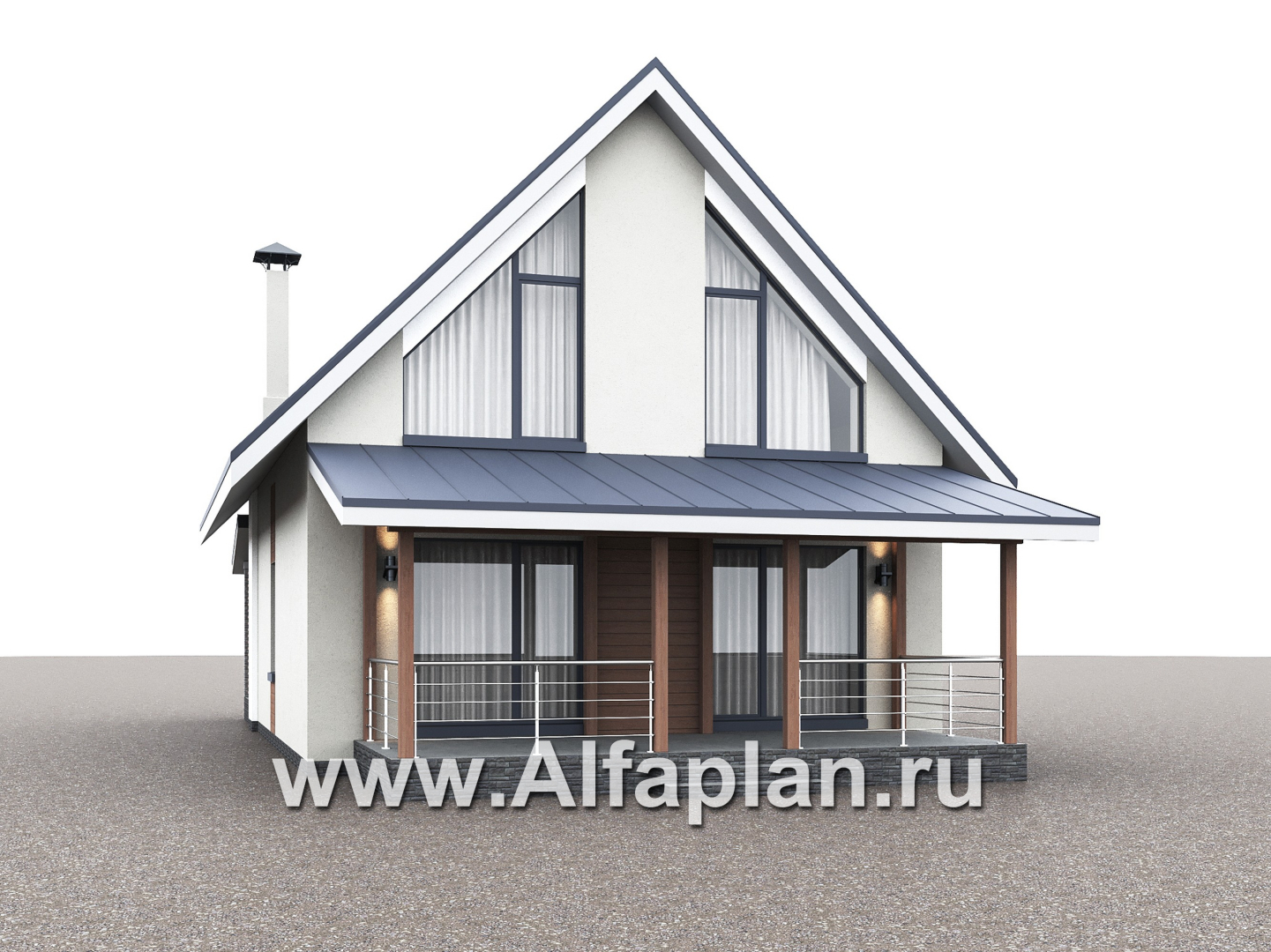 Проекты домов Альфаплан - "Генезис" - проект дома с мансардой, с террасой в современном стиле - дополнительное изображение №2