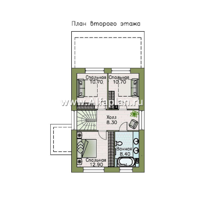 Проекты домов Альфаплан - "Викинг" - проект дома, 2 этажа, с сауной и с террасой, в скандинавском стиле - превью плана проекта №3