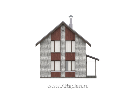 Проекты домов Альфаплан - "Мой путь" - проект дома из кирпича, 2 этажа, с террасой и с 5-ю спальнями - превью фасада №4