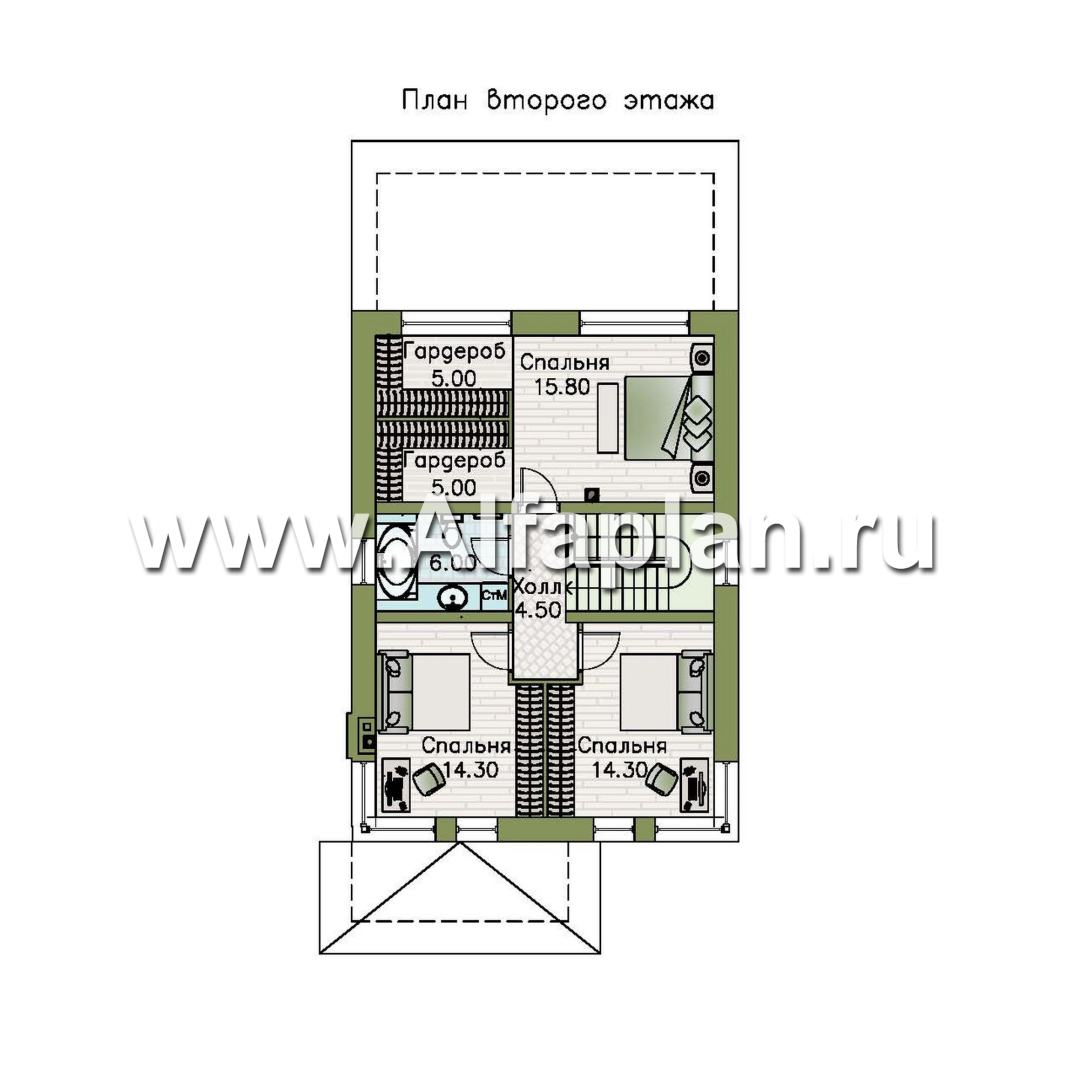 Проекты домов Альфаплан - "Генезис" - проект дома, 2 этажа, с остекленной террасой в стиле Райта - изображение плана проекта №2