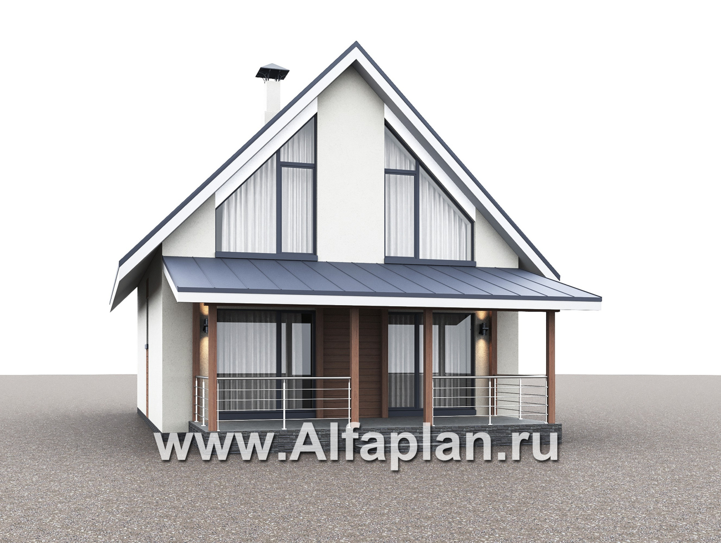 Проекты домов Альфаплан - "Генезис" - проект дома с мансардой, с террасой в современном стиле - дополнительное изображение №3
