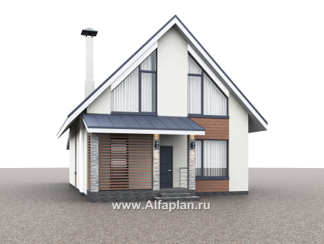 Проекты домов Альфаплан - "Генезис" - проект дома с мансардой, с террасой в современном стиле - превью дополнительного изображения №1