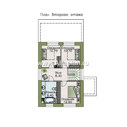 Проекты домов Альфаплан - "Викинг" - проект дома, 2 этажа, с сауной и с террасой, в скандинавском стиле - превью плана проекта №3