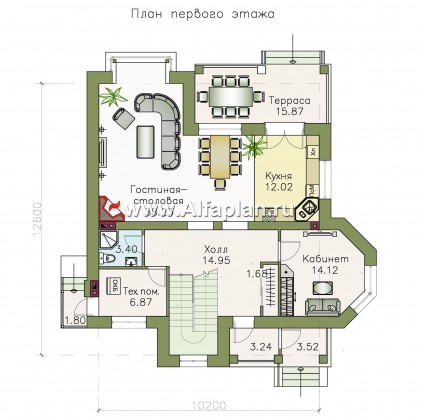 Проекты домов Альфаплан - «Агент 007» - современный компактный коттедж - превью плана проекта №1