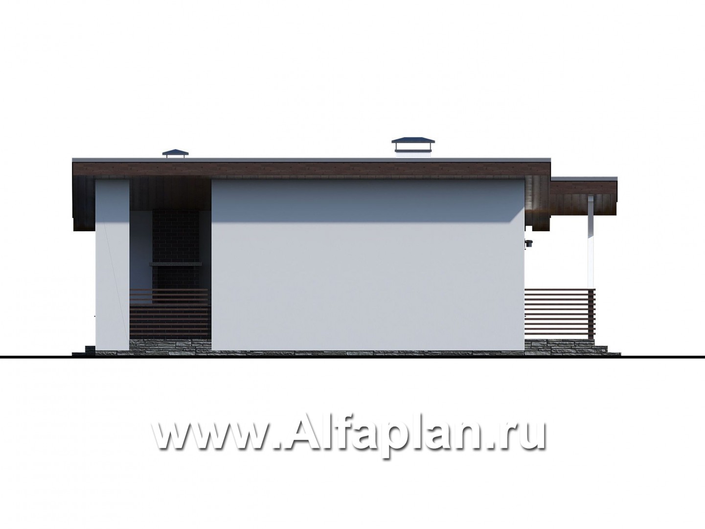 Проекты домов Альфаплан - «Вита» - загородный каркасный дом с террасой - изображение фасада №3