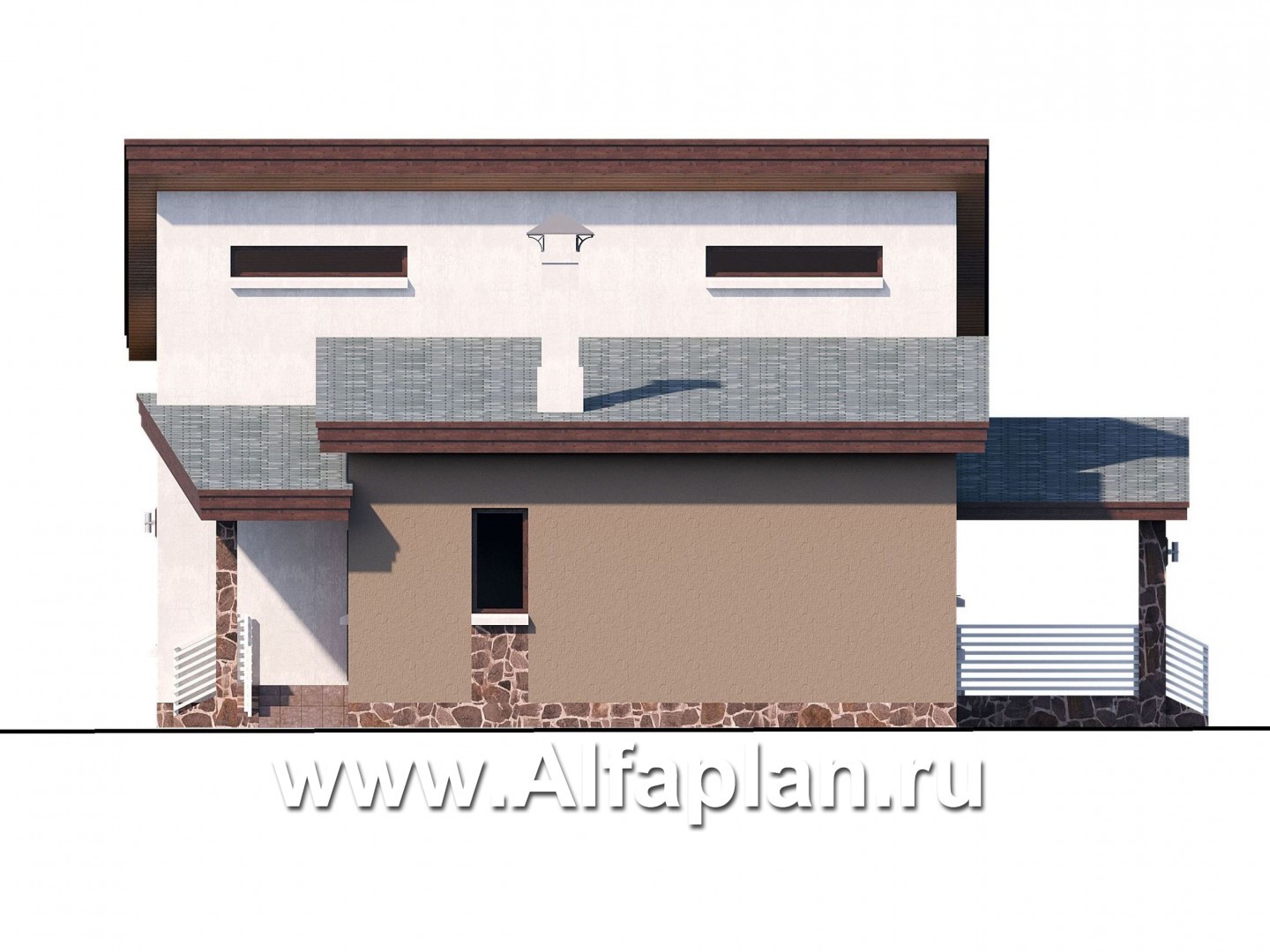 Проекты домов Альфаплан - «Каприкорн» - комфортабельный коттедж с бильярдной - изображение фасада №2