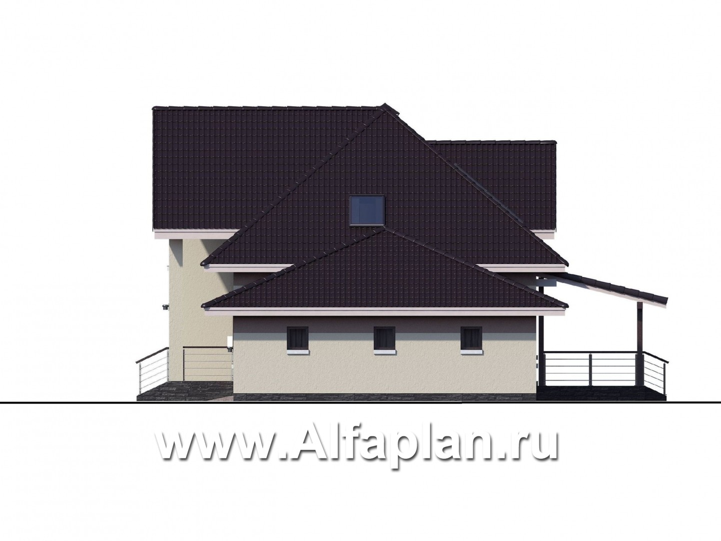 Проекты домов Альфаплан - «Кассиопея» - комфортабельный мансардный дом с большим гаражом - изображение фасада №2