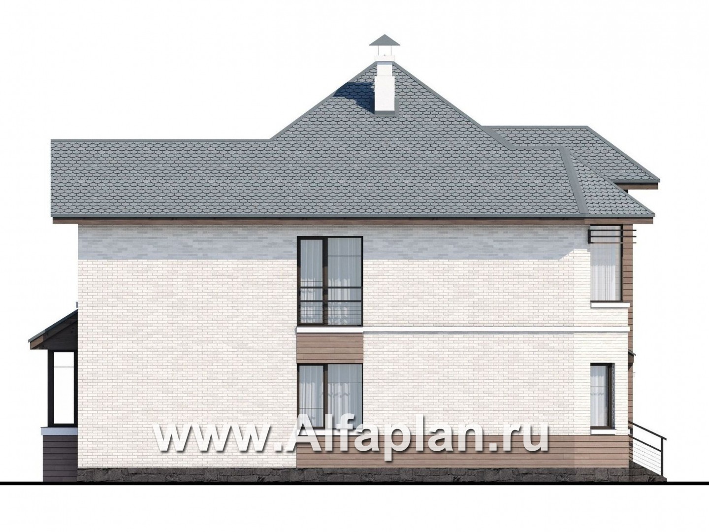 Проекты домов Альфаплан - «Гольфстрим» - современный двухэтажный компактный коттедж - изображение фасада №2