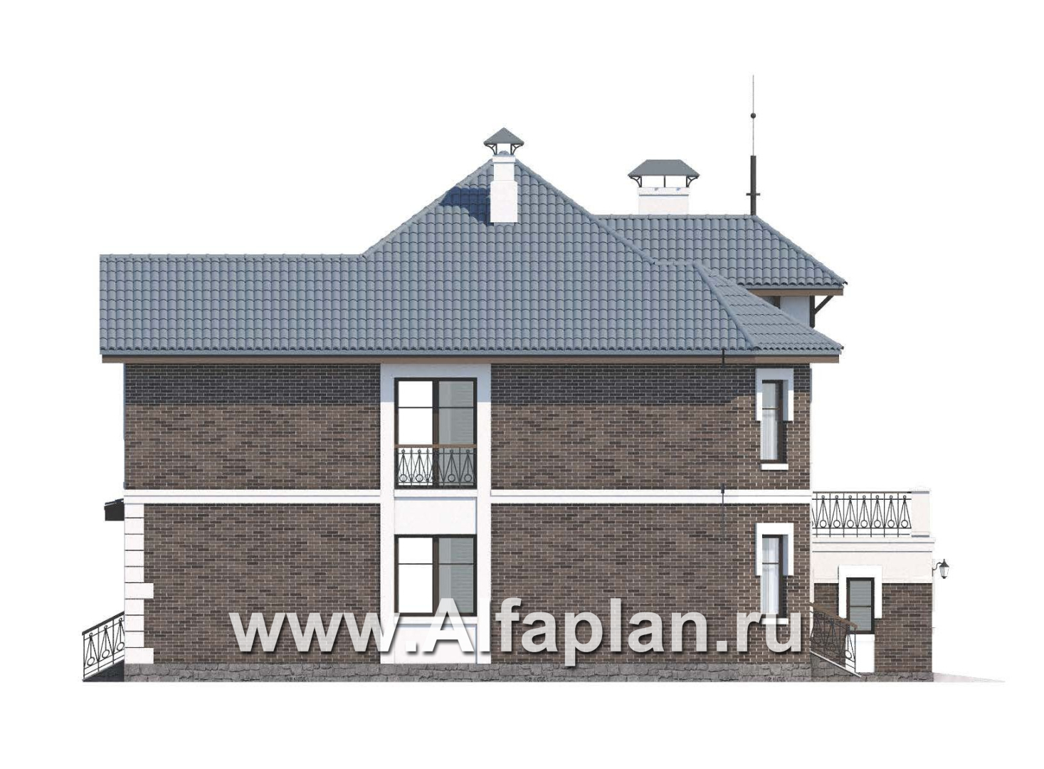 Проекты домов Альфаплан - «Феникс» - комфортабельный  коттедж с террасой - изображение фасада №3