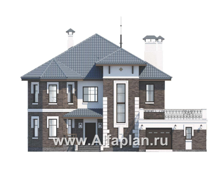 Проекты домов Альфаплан - «Феникс» - комфортабельный  коттедж с террасой - превью фасада №1