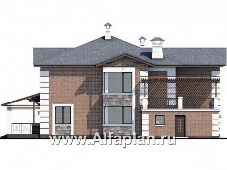 Проекты домов Альфаплан - «Вяземский» - комфортабельный коттедж с террасами для отдыха - превью фасада №3
