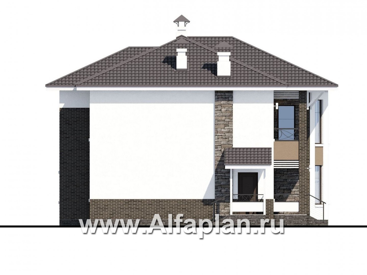 Проекты домов Альфаплан - «Статский советник» - комфортабельный коттедж в современном стиле - изображение фасада №3