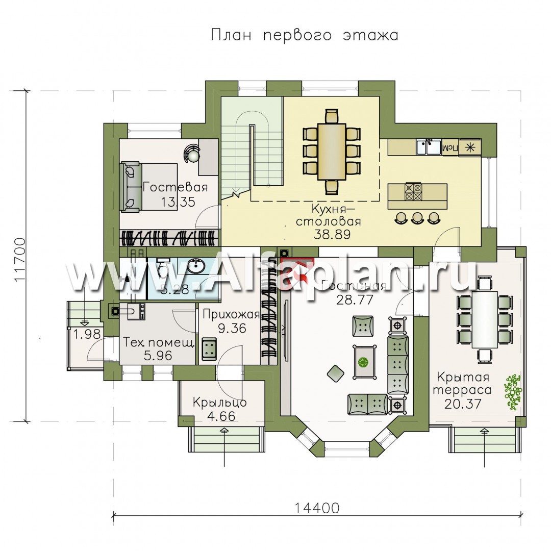 Проекты домов Альфаплан - «Статский советник» - комфортабельный коттедж в современном стиле - изображение плана проекта №1
