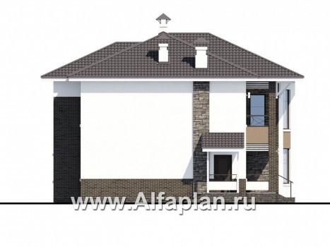 Проекты домов Альфаплан - «Статский советник» - комфортабельный коттедж в современном стиле - превью фасада №3