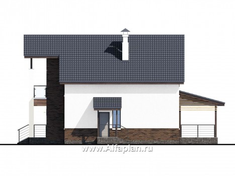 «Галс» - проект дома с мансардой, планировка с мастер спальней, со вторым светом и с террасой - превью фасада дома