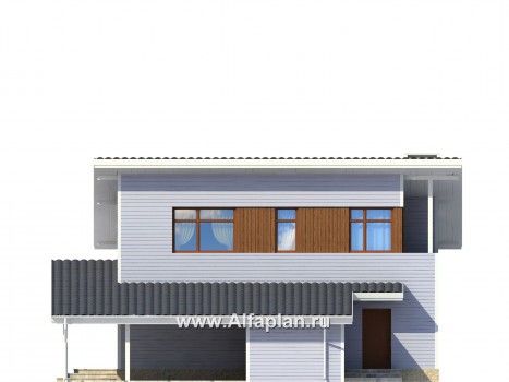 Проекты домов Альфаплан - Каркасный дом с односкатной кровлей - превью фасада №2