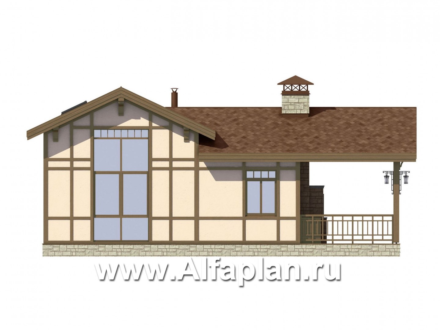 Проекты домов Альфаплан - Комфортный кирпичный дом для отдыха - изображение фасада №3