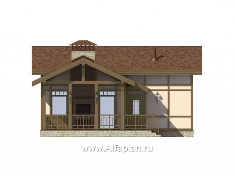 Проект дома с мансардой, из кирпича, планировка со вторым светом и с террасой, в стиле фахверк - превью фасада дома
