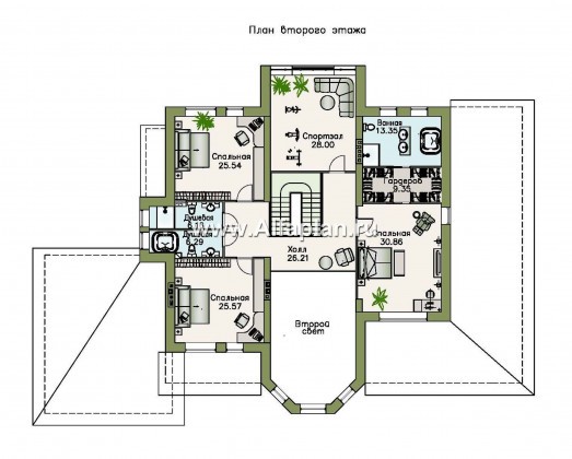 Проекты домов Альфаплан - «Пятьсот квадратов» — комфортабельный загородный особняк бизнес-класса - превью плана проекта №3
