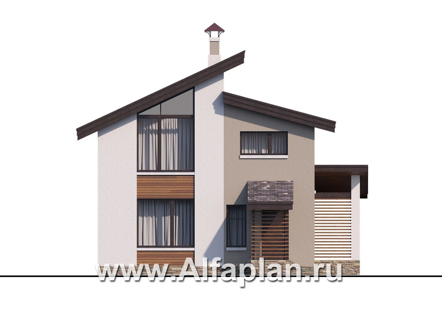 Проекты домов Альфаплан - «Оптима»- стильный небольшой дом - изображение фасада №4