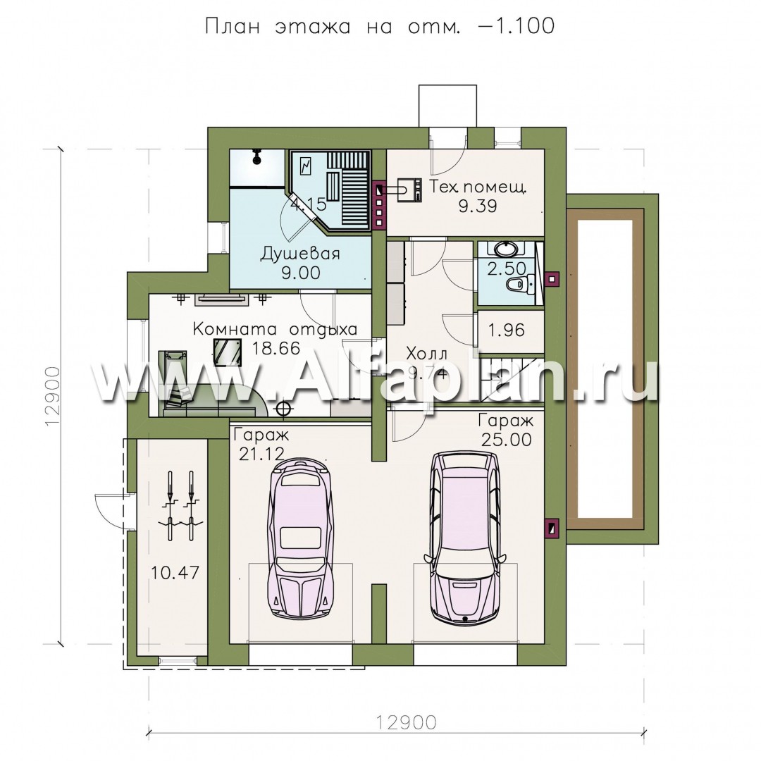 Проекты домов Альфаплан - «Светлые времена» - респектабельный особняк с большими окнами - план проекта №1