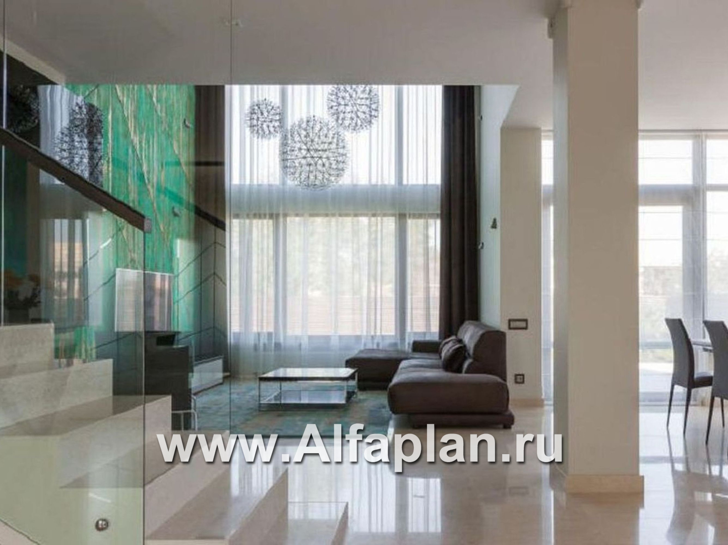 Проекты домов Альфаплан - «Современник» с панорамными окнами - дополнительное изображение №1