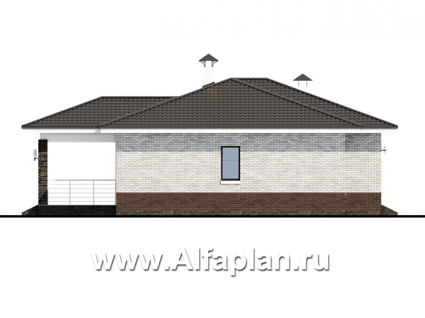 «Наяда» - проект одноэтажного дома из газобетона, с террасой, в современном стиле - фасад дома