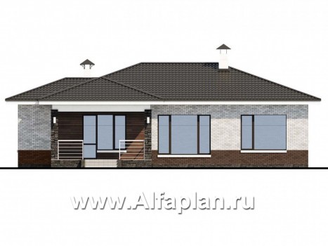 «Наяда» - проект одноэтажного дома из газобетона, с террасой, в современном стиле - превью фасада дома