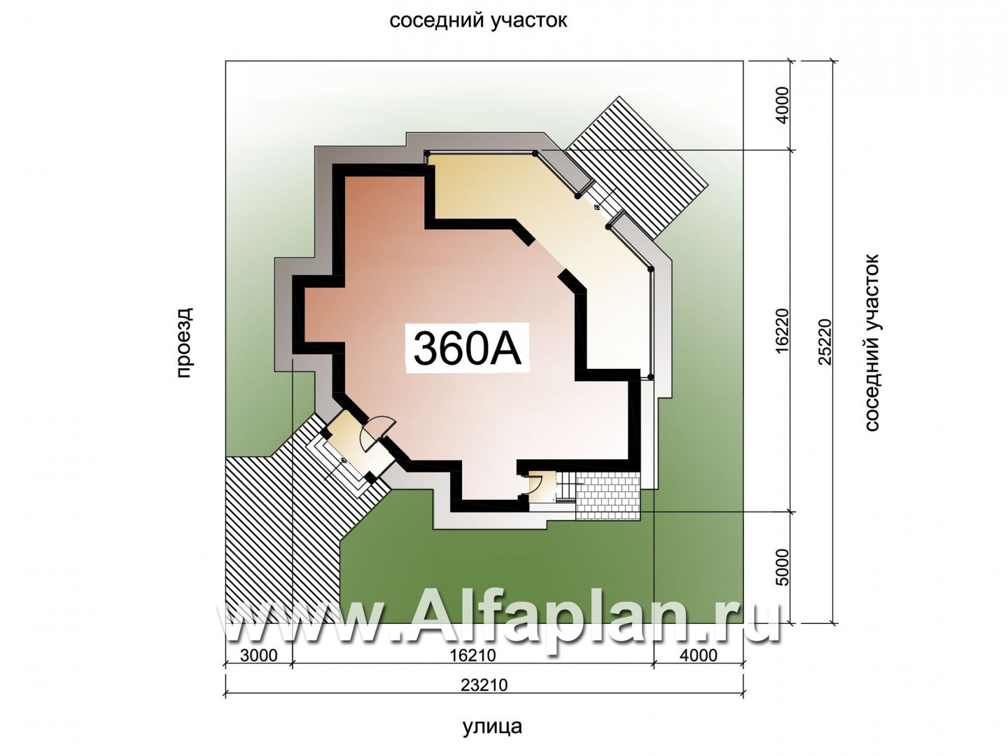 Проекты домов Альфаплан - «Махаон» - эксклюзивный дом с диагональным построением - дополнительное изображение №2
