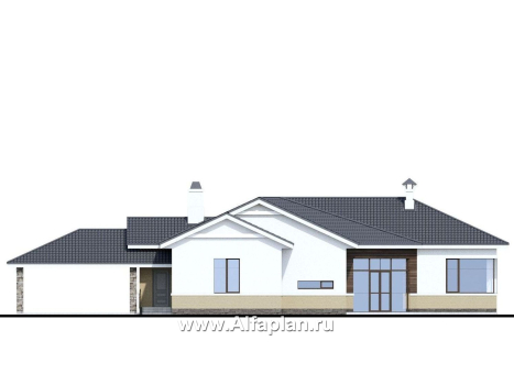 Проекты домов Альфаплан - «Модуль» — современный дом с диагональным планом - превью фасада №4