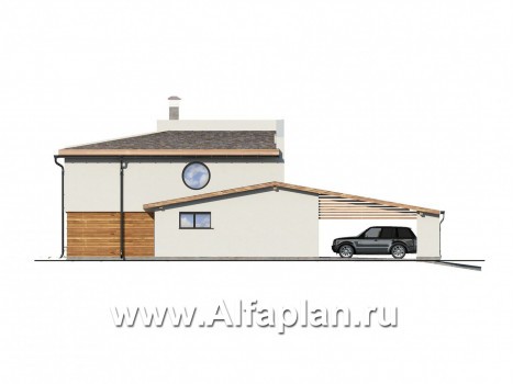 Проекты домов Альфаплан - Современный загородный дом с комфортной планировкой - превью фасада №4