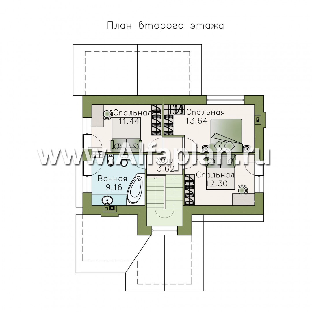 Проекты домов Альфаплан - «Берег» - современный компактный коттедж для небольшого участка - изображение плана проекта №3