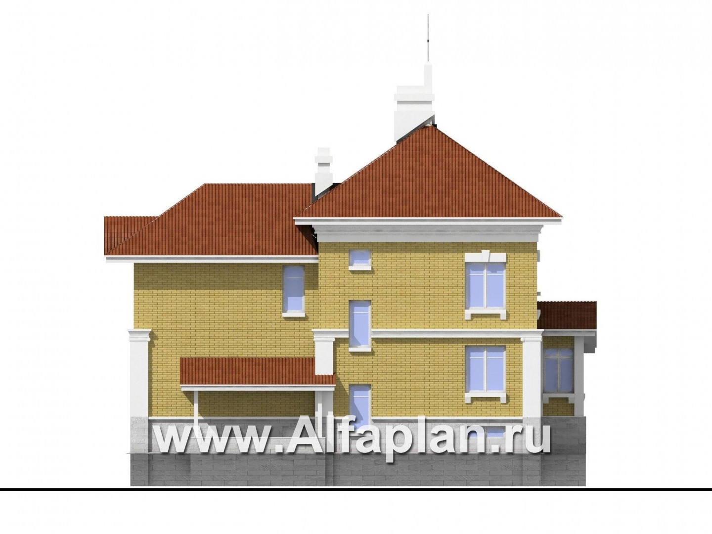 Проекты домов Альфаплан - «Флоренция» - дом в стиле эпохи Возрождения с крытой террасой - изображение фасада №4