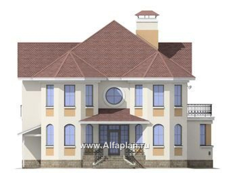 Проекты домов Альфаплан - «Амбиент»- респектабельный проект коттеджа с верандой - превью фасада №1