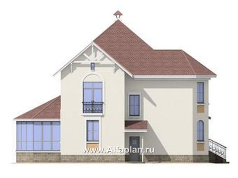Проекты домов Альфаплан - «Амбиент»- респектабельный проект коттеджа с верандой - превью фасада №3