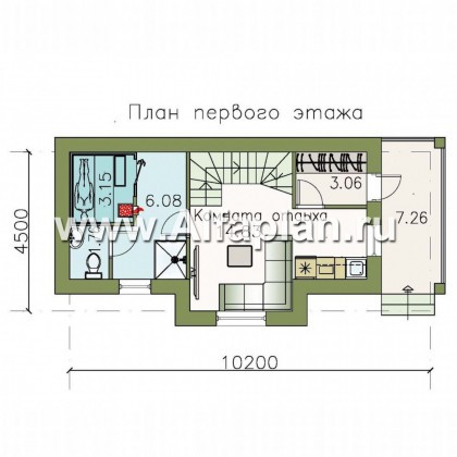 Проекты домов Альфаплан - Баня с гостевой комнатой в мансарде - превью плана проекта №1