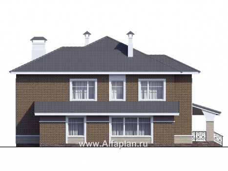 Проекты домов Альфаплан - «Арно» - классический особняк с двусветной столовой и бассейном - превью фасада №4