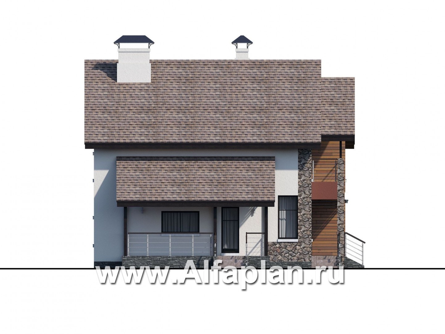 Проекты домов Альфаплан - Компактный дом с пятью спальными комнатами - изображение фасада №3
