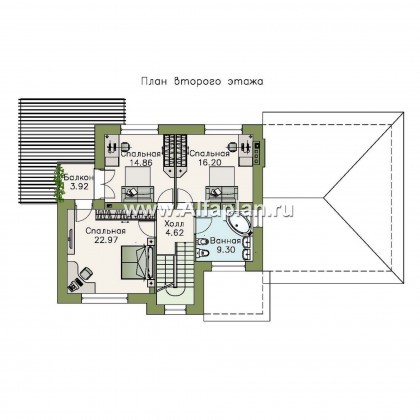 Проекты домов Альфаплан - «Дипломат Плюс» - дом с бильярдной и гаражом на два автомобиля - превью плана проекта №2