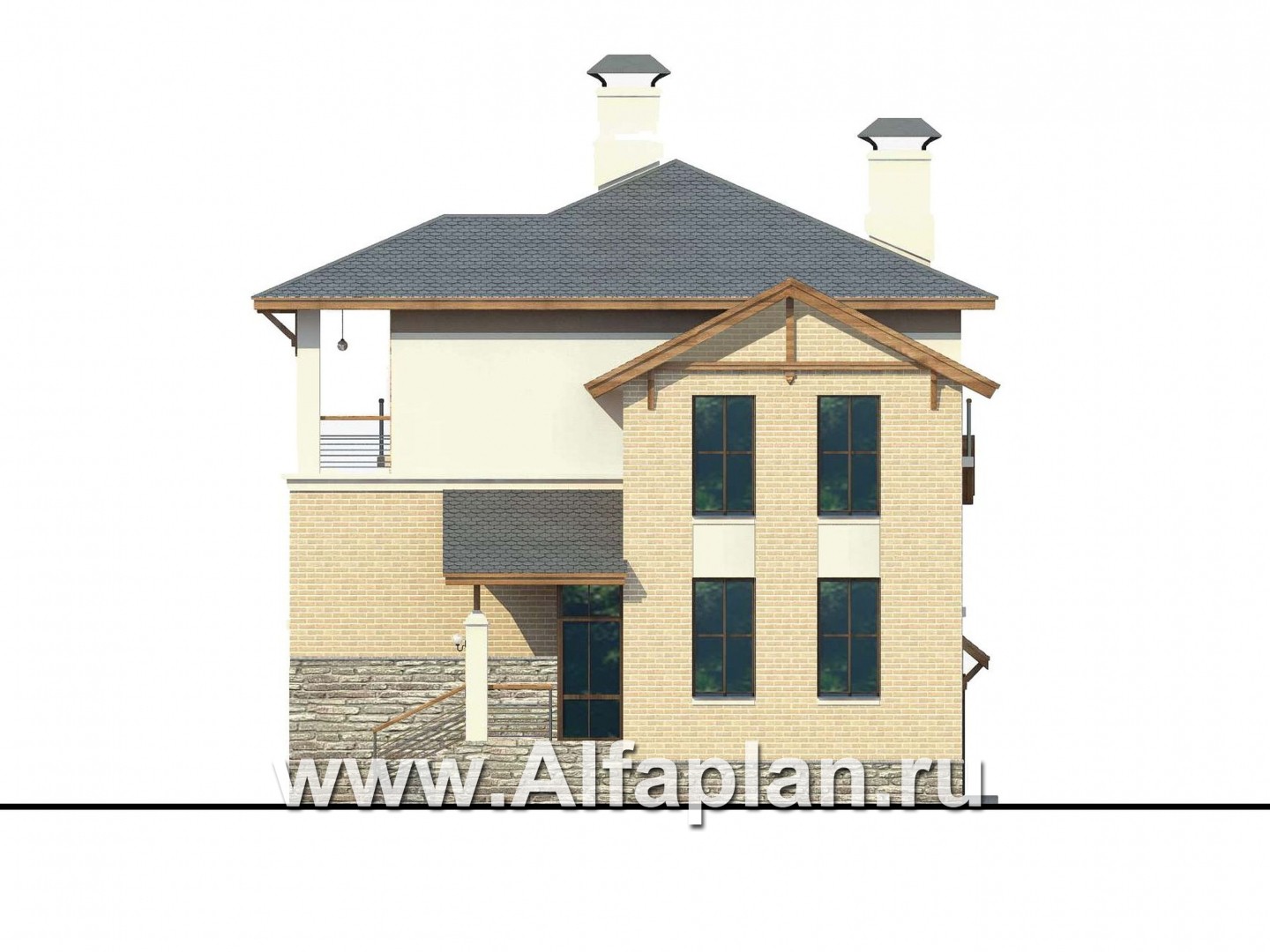Проекты домов Альфаплан - Дом из газобетона «Аура» в современном стиле - изображение фасада №2