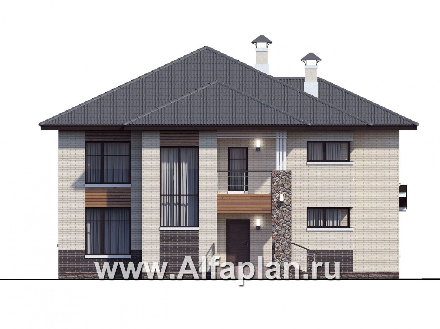 Проекты домов Альфаплан - «Киприда» — просторный коттедж в современном стиле - изображение фасада №1