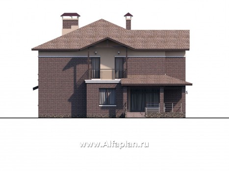 Проекты домов Альфаплан - «Голицын»- особняк с гаражом на два автомобиля - превью фасада №3