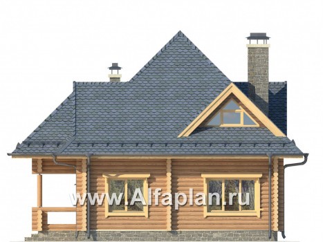 Проекты домов Альфаплан - Компактный деревянный дом - превью фасада №2