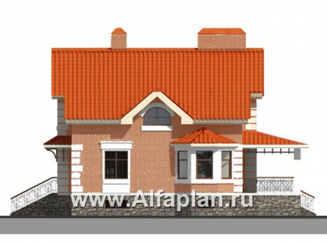 Проекты домов Альфаплан - Коттедж с большим гаражом и террасой - превью фасада №1
