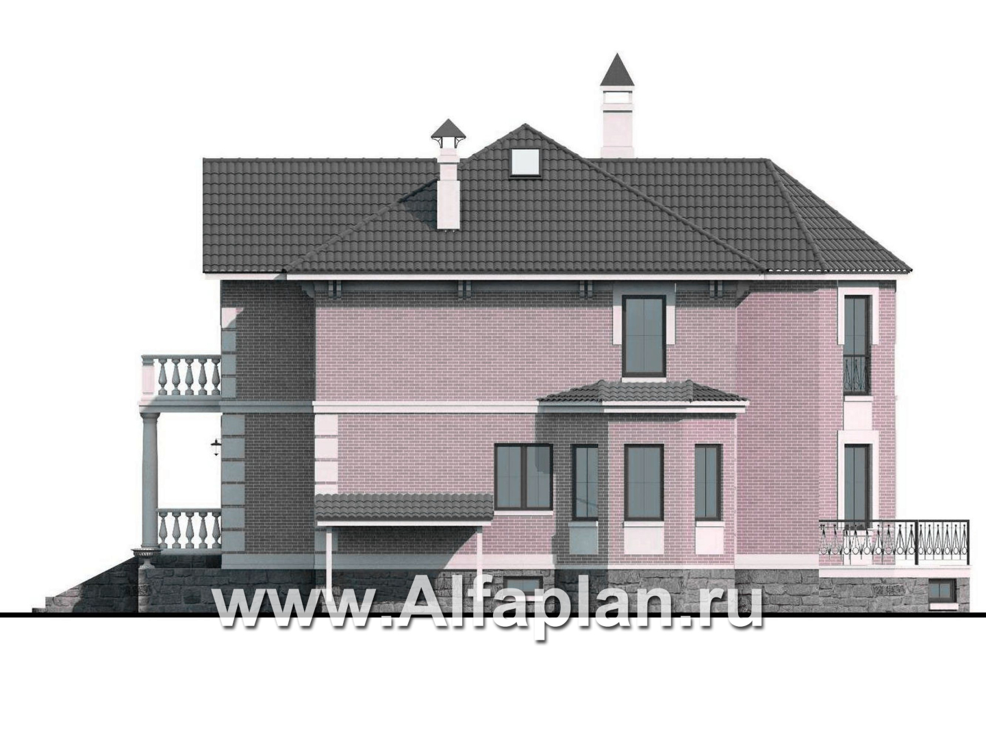 Проекты домов Альфаплан - «Головин плюс» - особняк в стиле Петровских традиций - изображение фасада №2