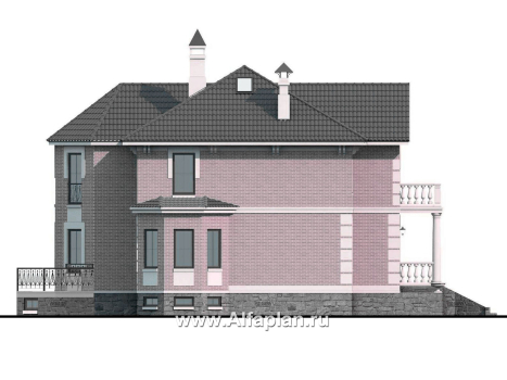 Проекты домов Альфаплан - «Головин плюс» - особняк в стиле Петровских традиций - превью фасада №3