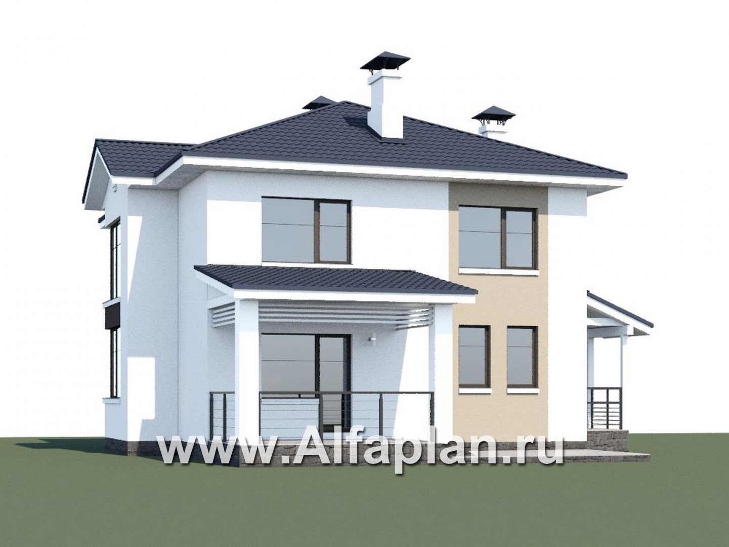 Проекты домов Альфаплан - «Лотос» - проект современного двухэтажного дома - дополнительное изображение №1