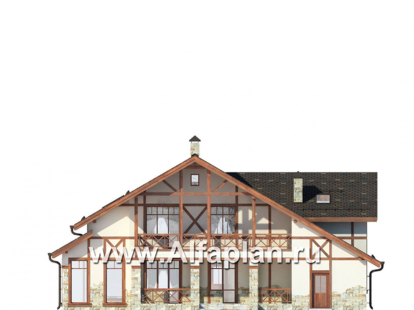 Проекты домов Альфаплан - Альпийское шале - изображение фасада №3